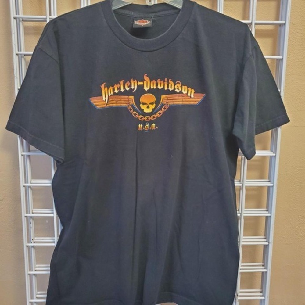 vintage Harley Davidson 2000s skull graphic tee